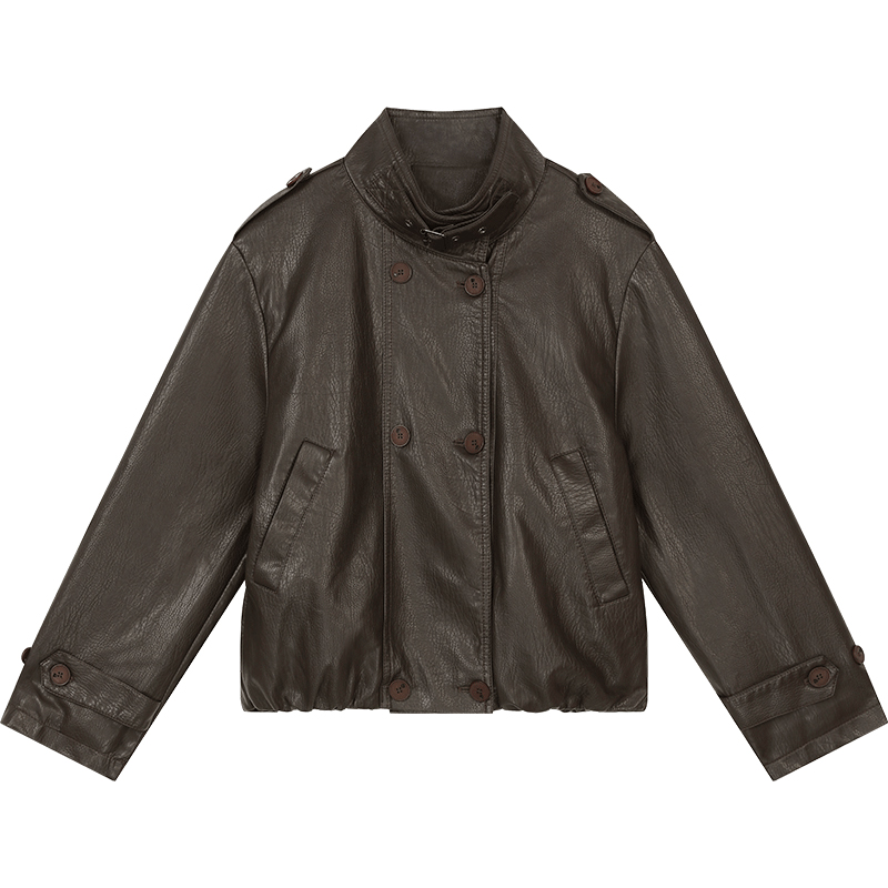 ELFSACK 여성 오버핏 레더 재킷 빈티지 라이더자켓 데일리 캐주얼 아우터 루즈핏 숏 기장 데이트룩 137,520원