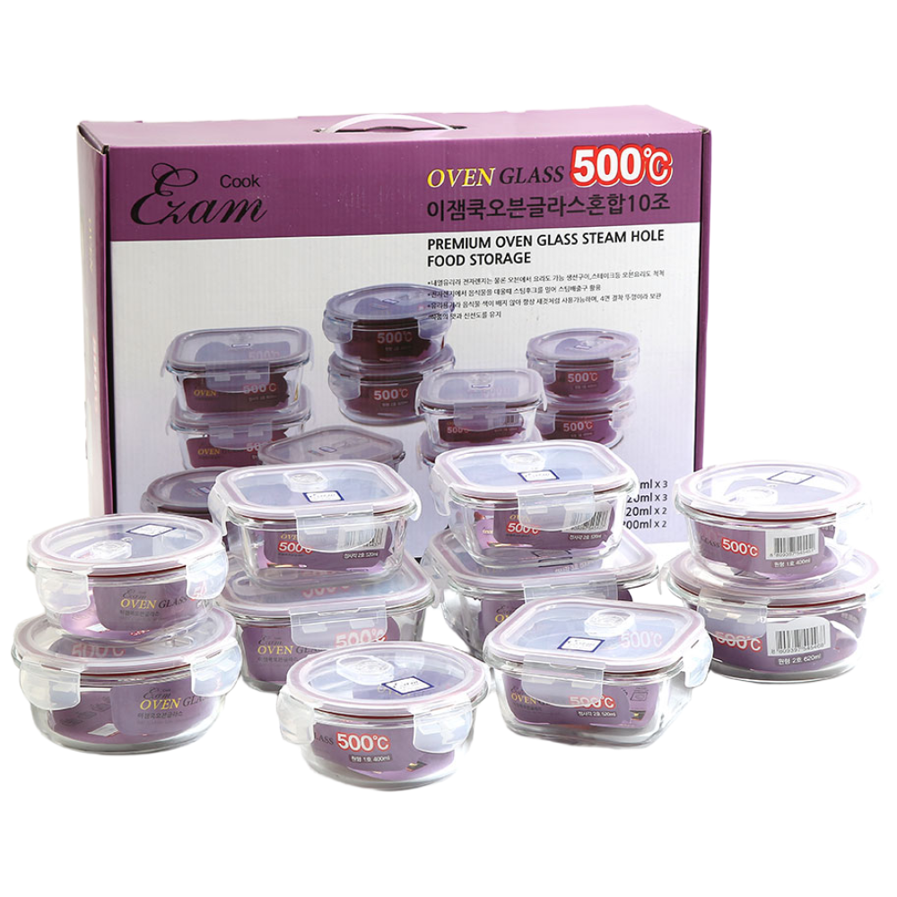 [부모님/집들이 선물추천] 가성비 최고! 오븐글라스 스팀홀 밀폐용기 혼합10조, 1개 37,600원
