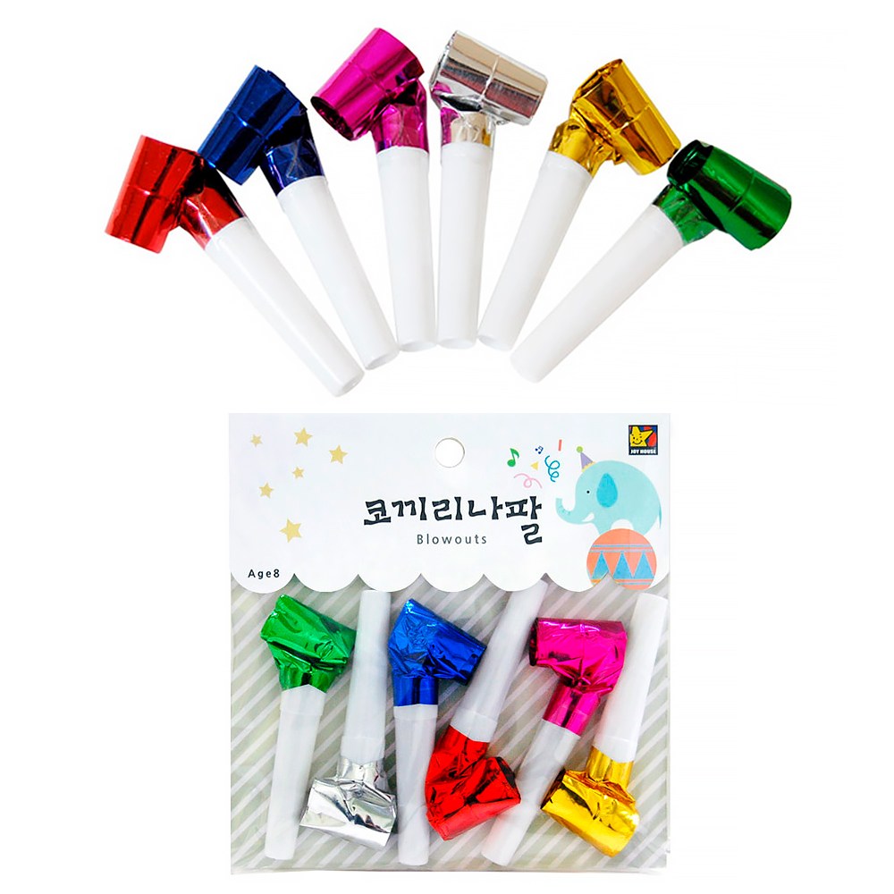 attizone 코끼리나팔 피리 삑삑이 파티 이벤트용 칼라혼합 6개입 2,250원