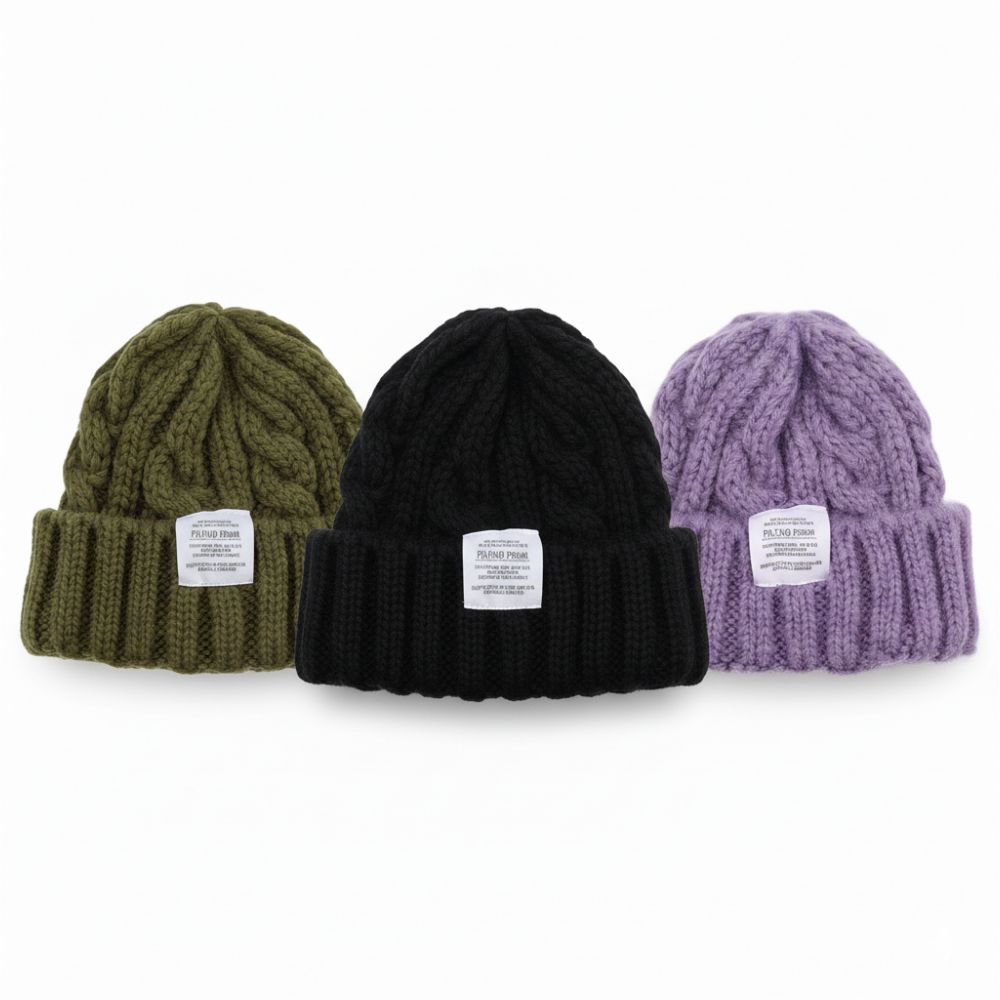 런디 남녀공용 꽈배기 니트 비니 방한 모자, 3개 19,800원