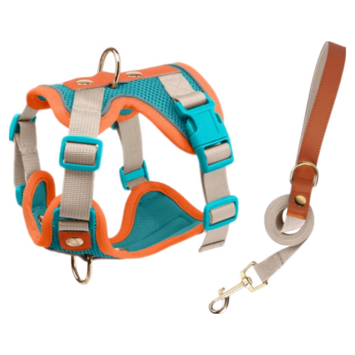 스노우윙 편안한 메쉬 강아지하네스, 에너지 오렌지민트 12,600원