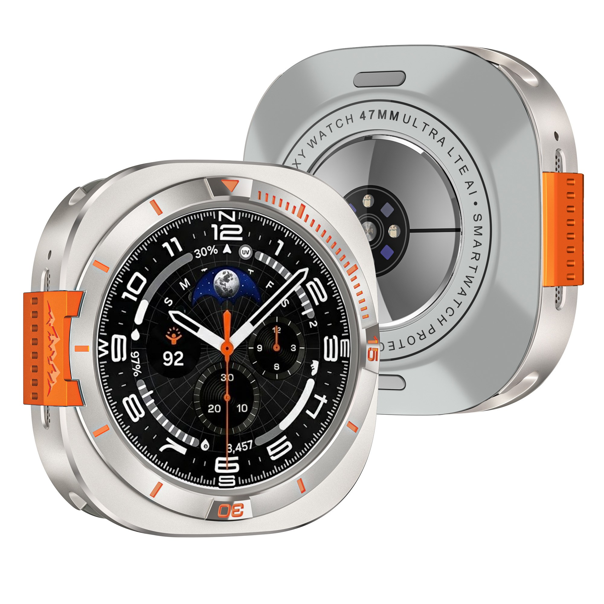 VANTIO 갤럭시워치8 울트라2/1 호환 풀커버 아연합금 메탈 PC 보호 케이스 전면 후면 측면 베젤스킨 47mm, 1개, 티타늄 오렌지 27,800원