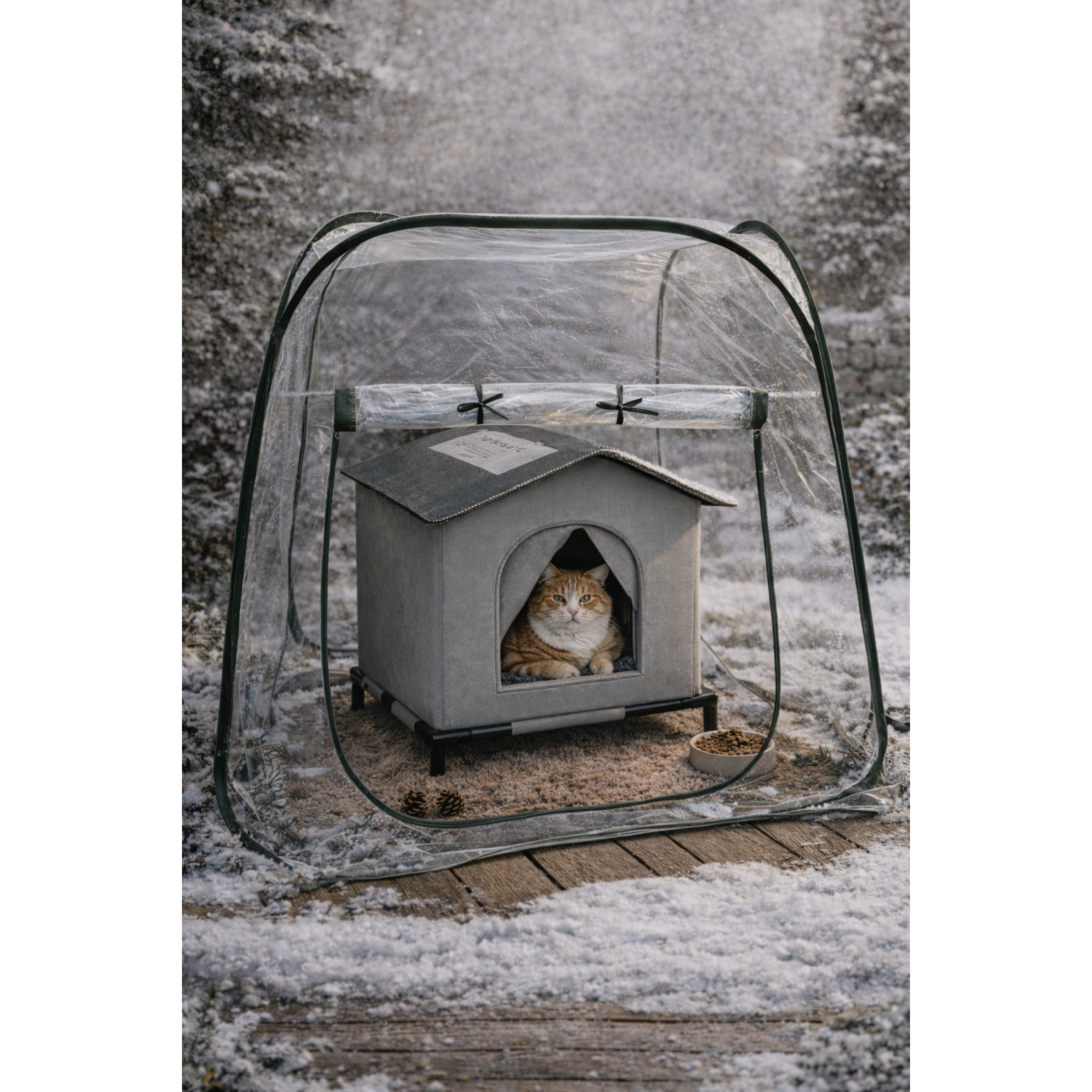 대형 야외 겨울 고양이 하우스 풀세트 초강력 방한 비닐온실 보온 숨숨집 담요 포함 32,900원