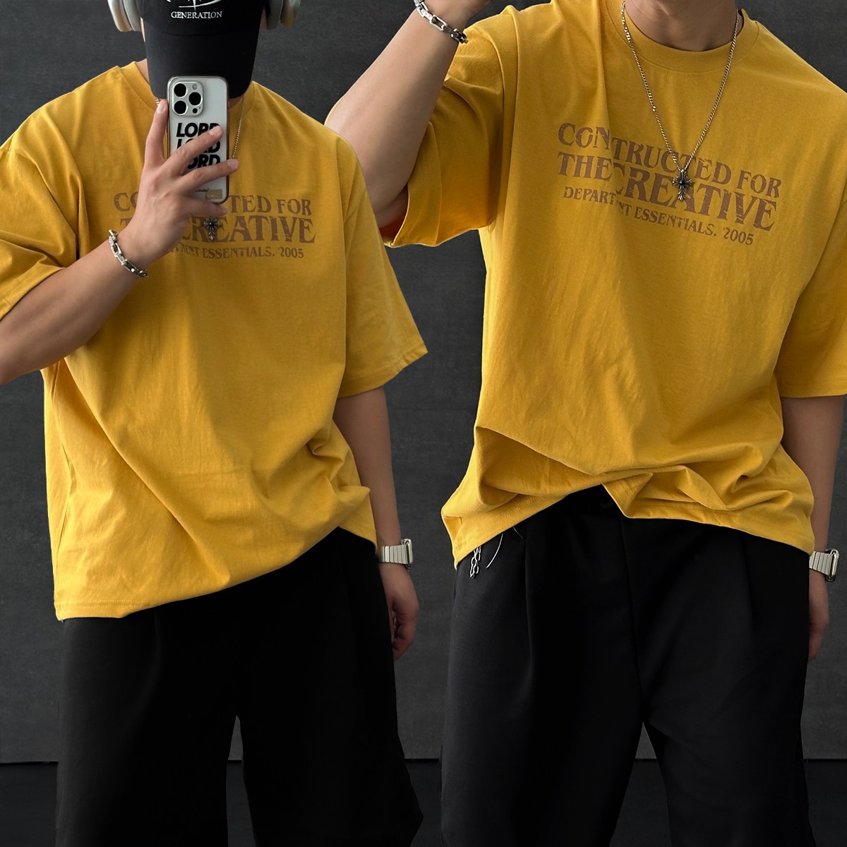 크리에이브 빈티지 레터링 프린팅 크랙 코튼 오버핏 반팔티 24,800원