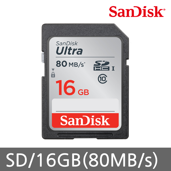 샌디스크 울트라 SD카드 80MB/s 16 GB, 16GB, 1개 34,390원