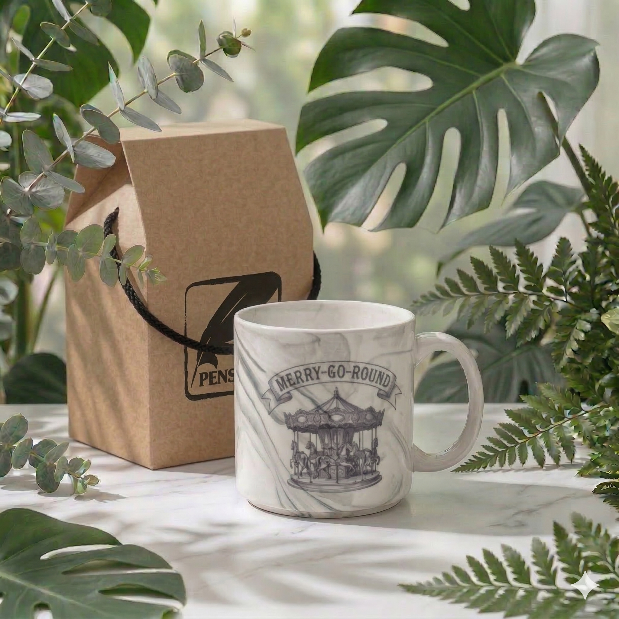 프렌치 로맨틱 유럽 무드 레트로 마블 머그컵 (일상 선물용), 1개, 회전목마 16,900원