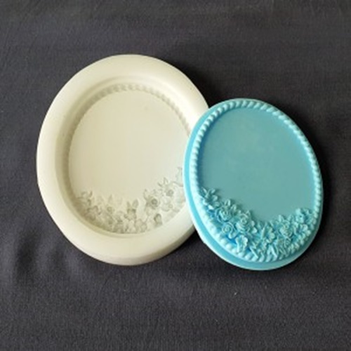 수제몰드 - 꽃장식 테두리 타원 실리콘몰드 8,000원