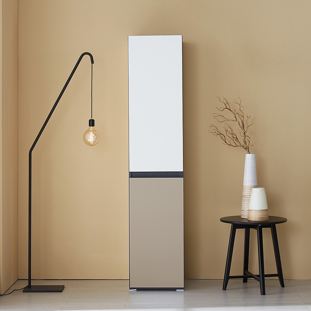 미자크 리버스 틈새수납장 1853 / 비스포크 주방수납장 다용도 부엌 수납장 속깊은 키큰 장 냉장고 세탁기 옆 250 300 350 400, 크림화이트+애쉬베이지 174,900원