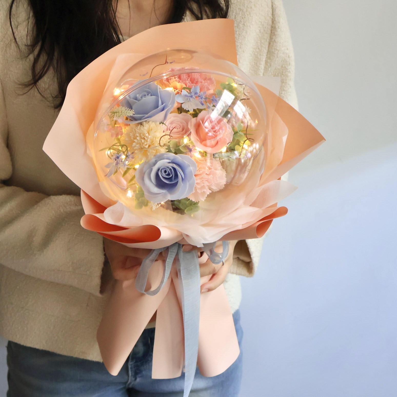 블루밍가든 터지지 않는 아크릴 풍선꽃다발, 핑크스카이블루, 1개 34,900원