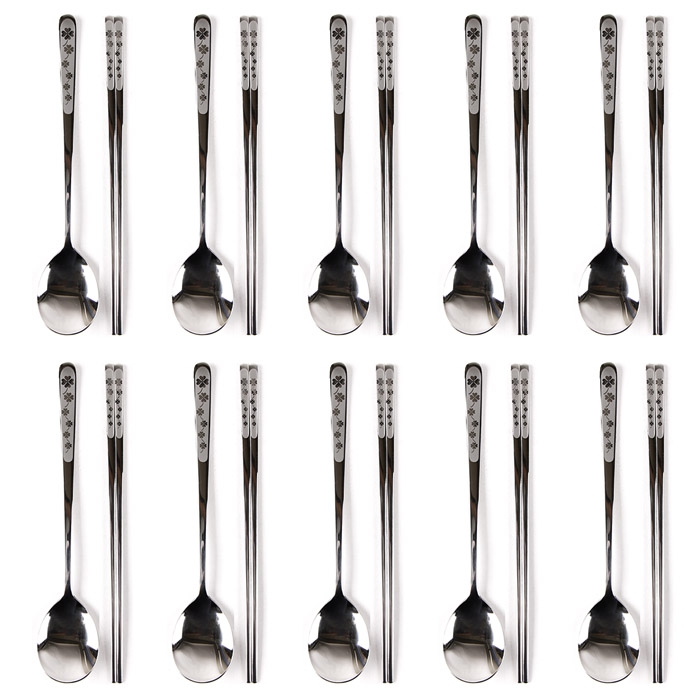 윌리브 국산 스텐 클로버 수저세트, 실버, 숟가락 + 젓가락, 10세트 27,990원