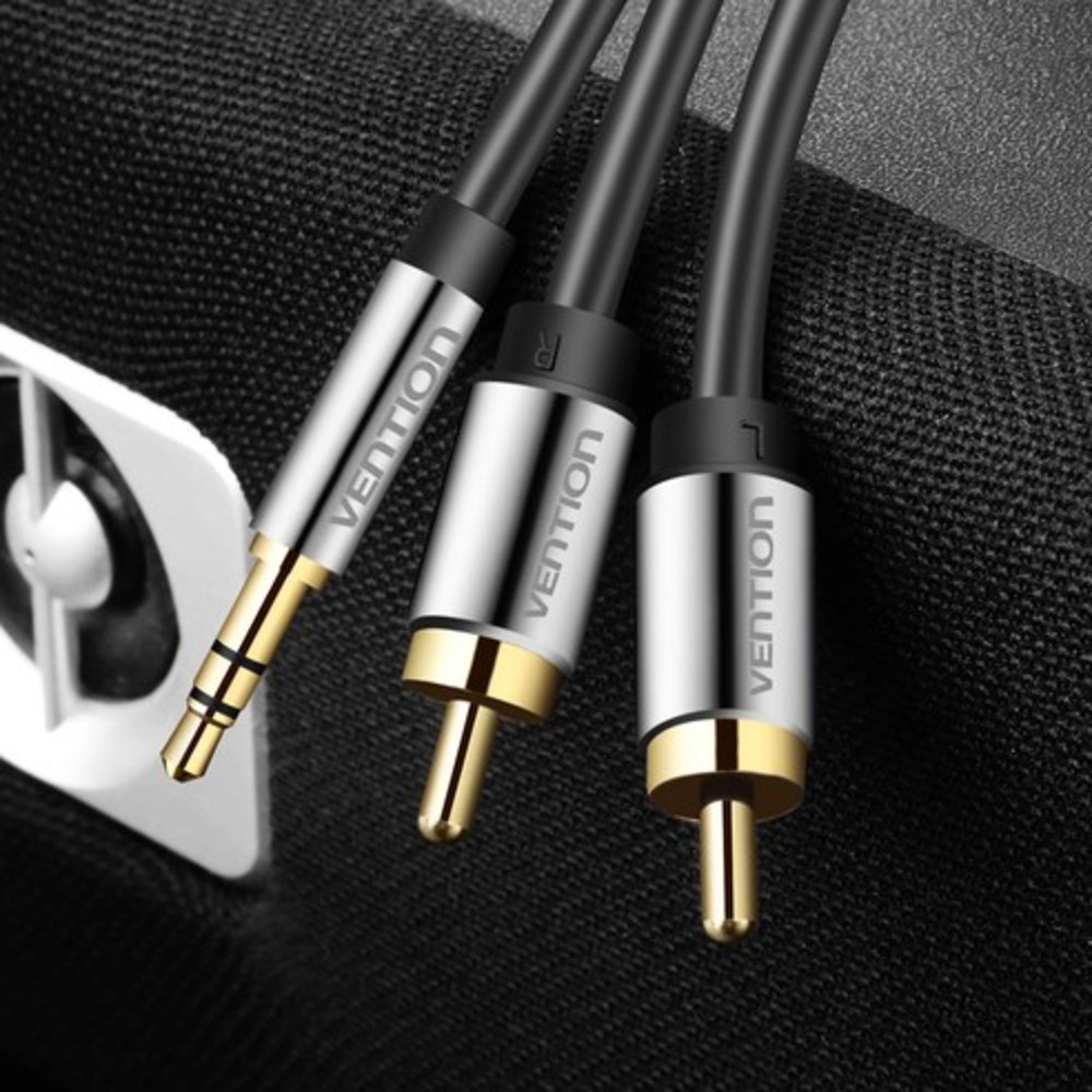 벤션 무산소 3.5mm 스테레오 to 2 RCA 오디오 케이블 03 블랙 1.5m, 단일 상품, 1개 5,900원