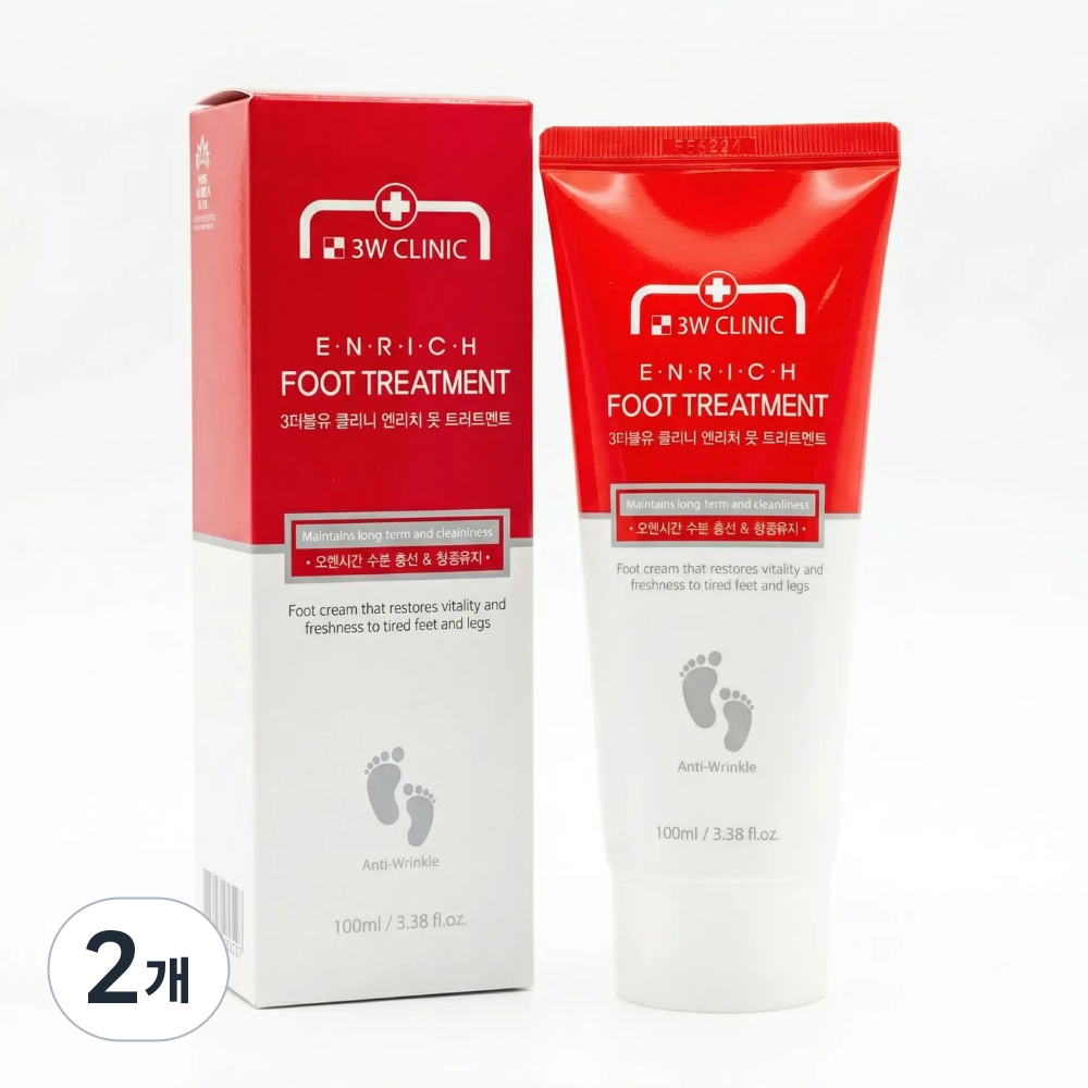 3W 클리닉 엔리치 풋 트리트먼트 발 보습 각질 케어, 1개입, 2개, 100ml, 현재가 5,520원