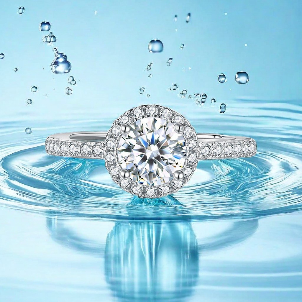 S925순은 1캐럿  모이사나이트 원형 반지 여성 패션 결혼반지 103,000원