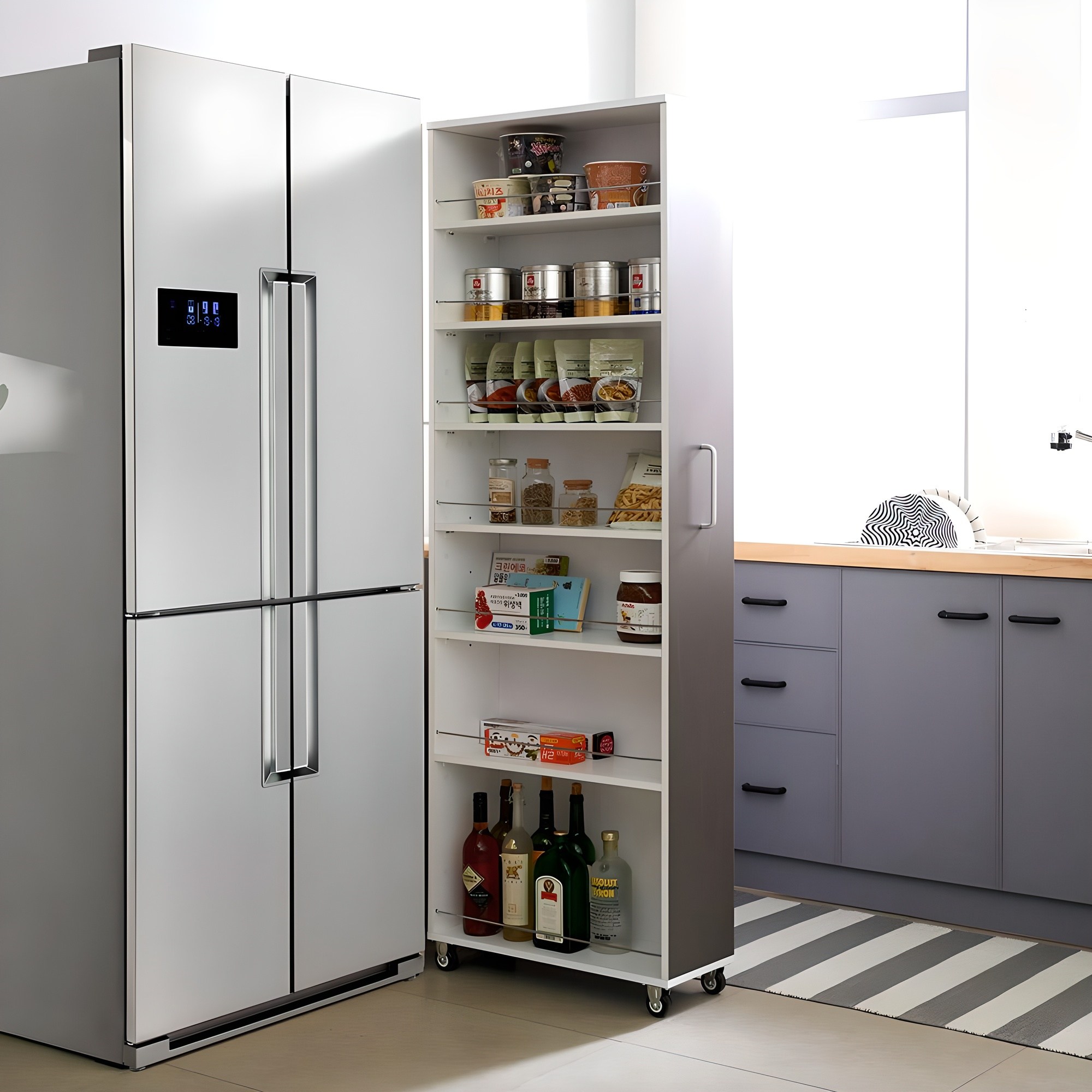 프린홈 루크 틈새 수납장 주방 펜트리 좁은 공간 수납장 5type, 그레이 74,900원