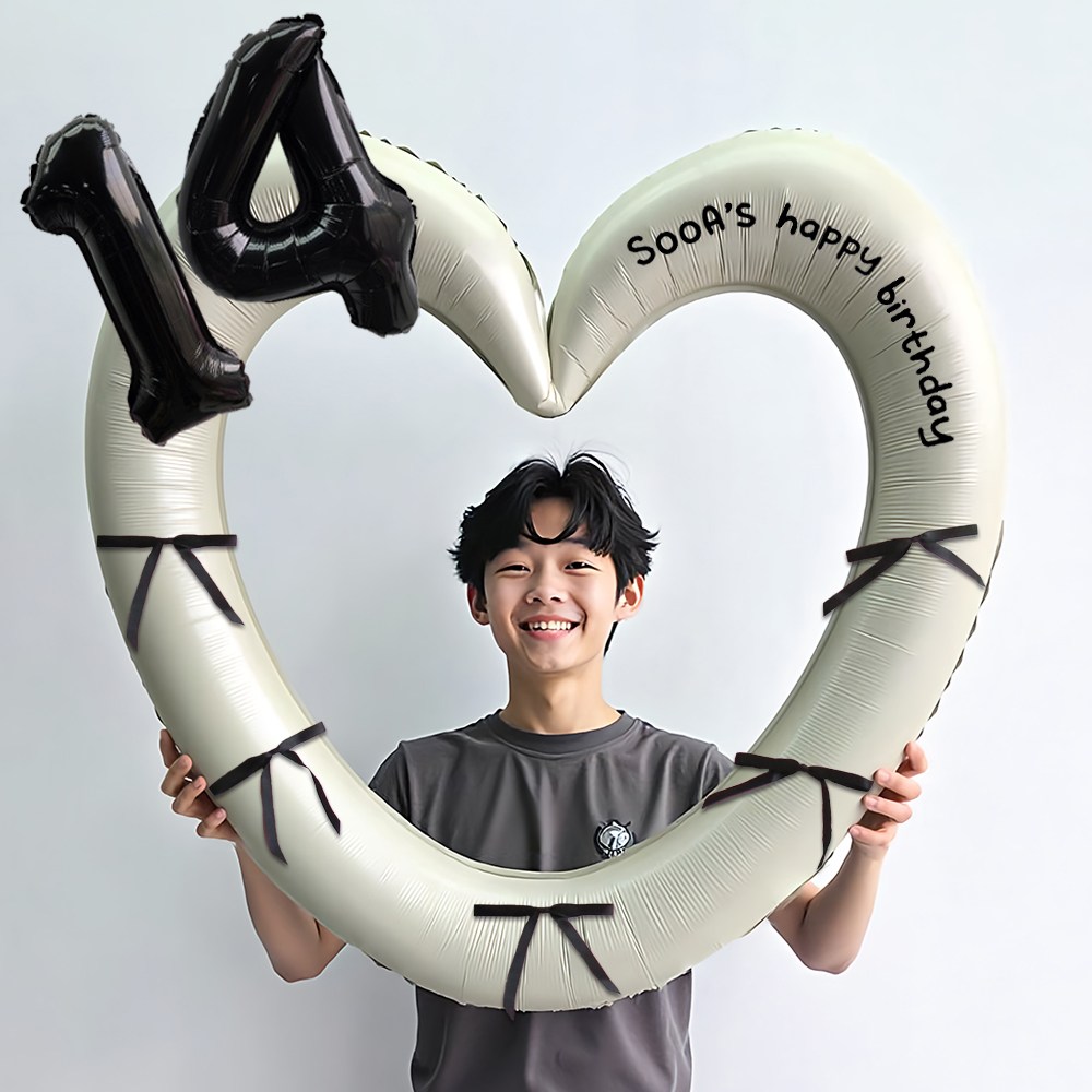 이벤트홀릭 블랙 숫자 하트프레임 풍선 생일파티용품세트(자유레터링) 포토존 10,900원