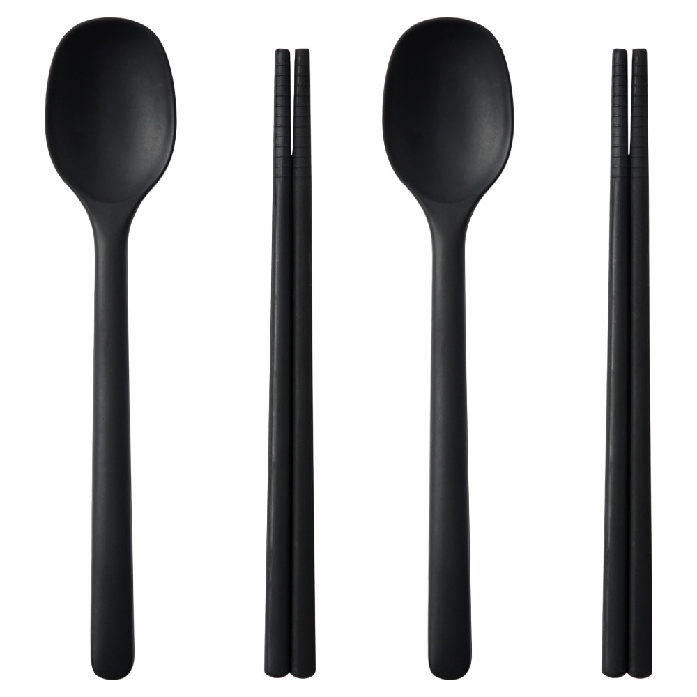 이지실리 아동용 스퀘어 실리콘 디저트 수저 세트, 블랙, 2세트, 숟가락 + 젓가락 9,900원