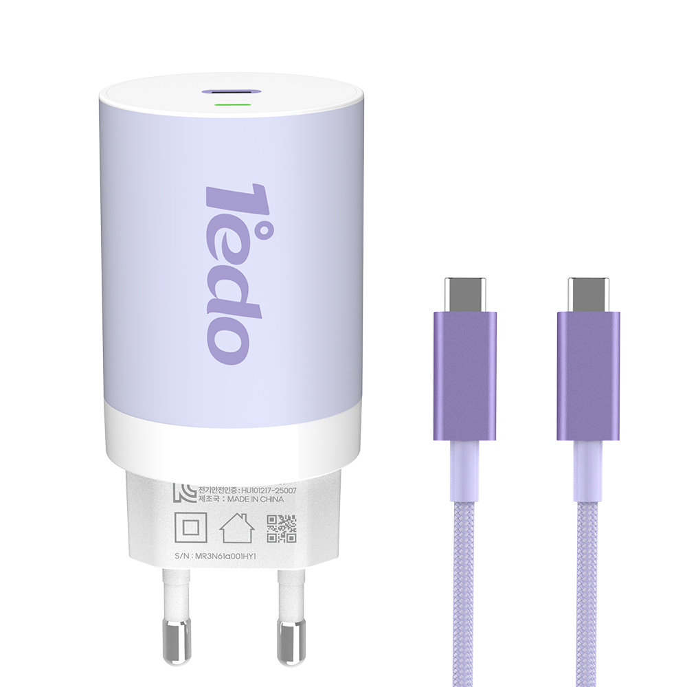 1edo GaN 65W PD PPS 고속 충전기 C to C 케이블 5A/1.8M 포함, 퍼플, 1세트 60,000원