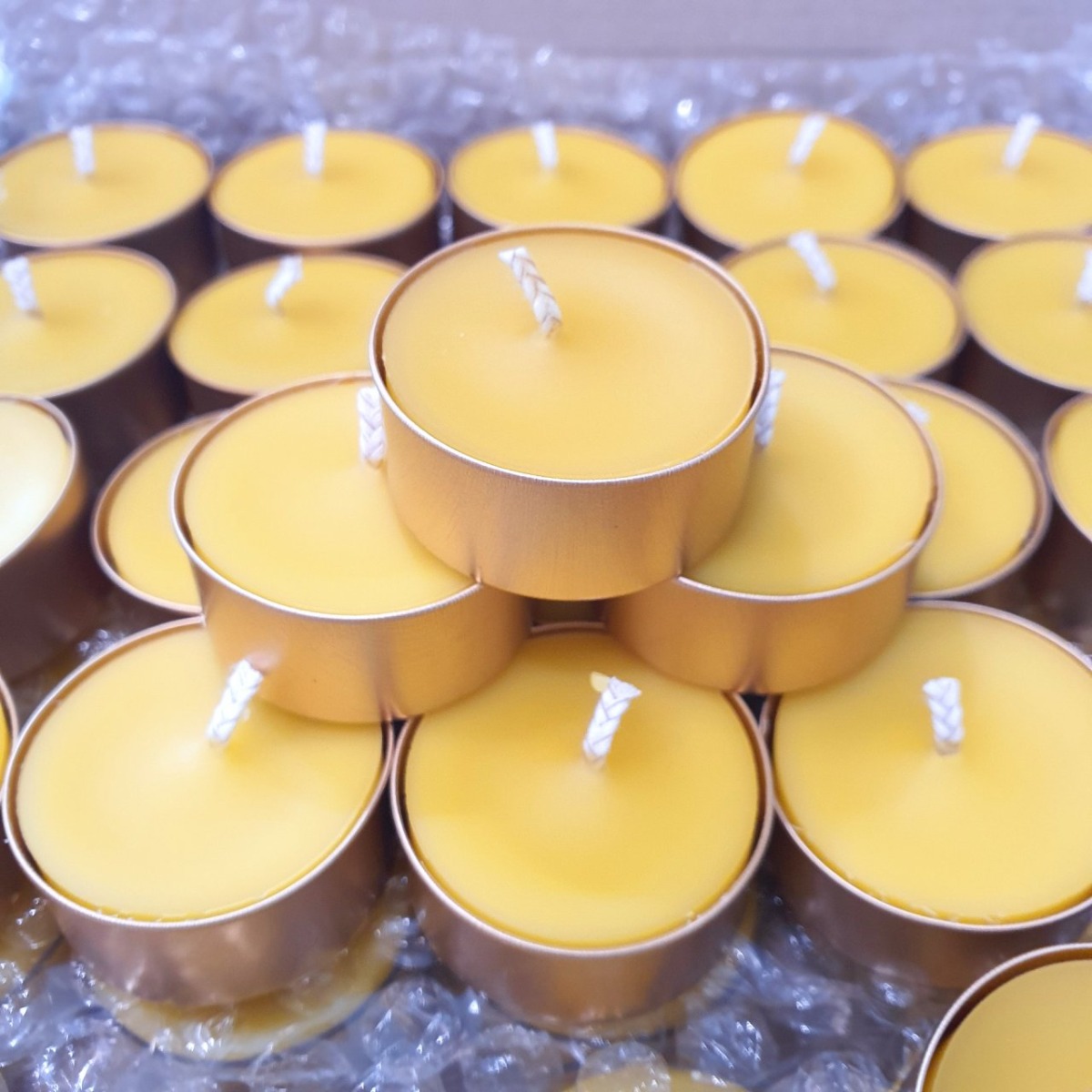 국산 양봉농가 밀랍초 비즈왁스 골드컵 티라이트캔들 50개입 세트 (알루미늄컵) 원형 기도초 초멍, 1개 48,000원