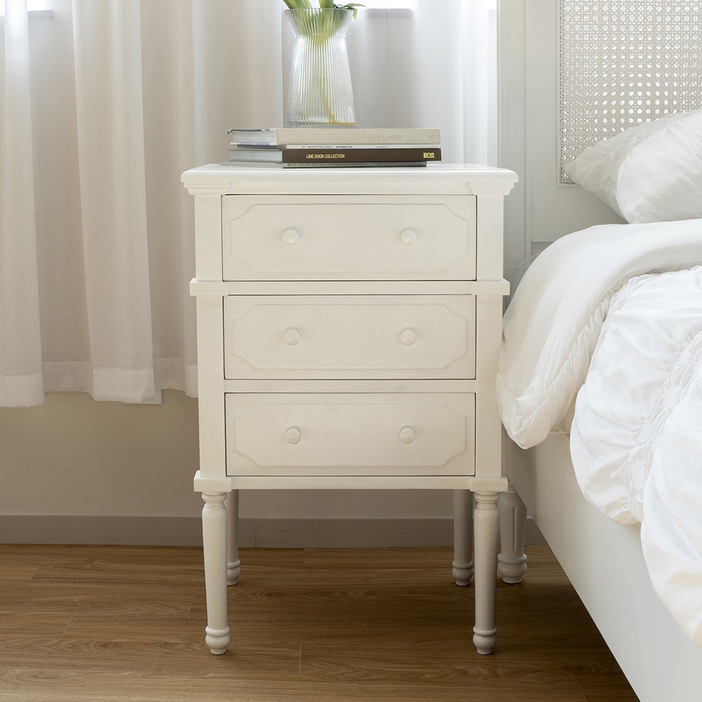 피어젠가구 캐일라 프렌치 엔틱 침대 협탁 화이트 342,220원