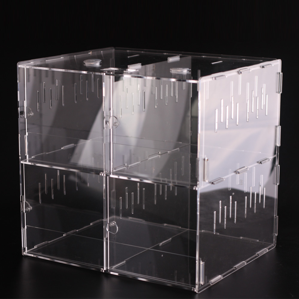 온습도계 아크릴 4구 사육장 파충류 아파트 도마뱀 동시 공동 사육 조립식 케이지, 1개, 4구 단일 16,840원