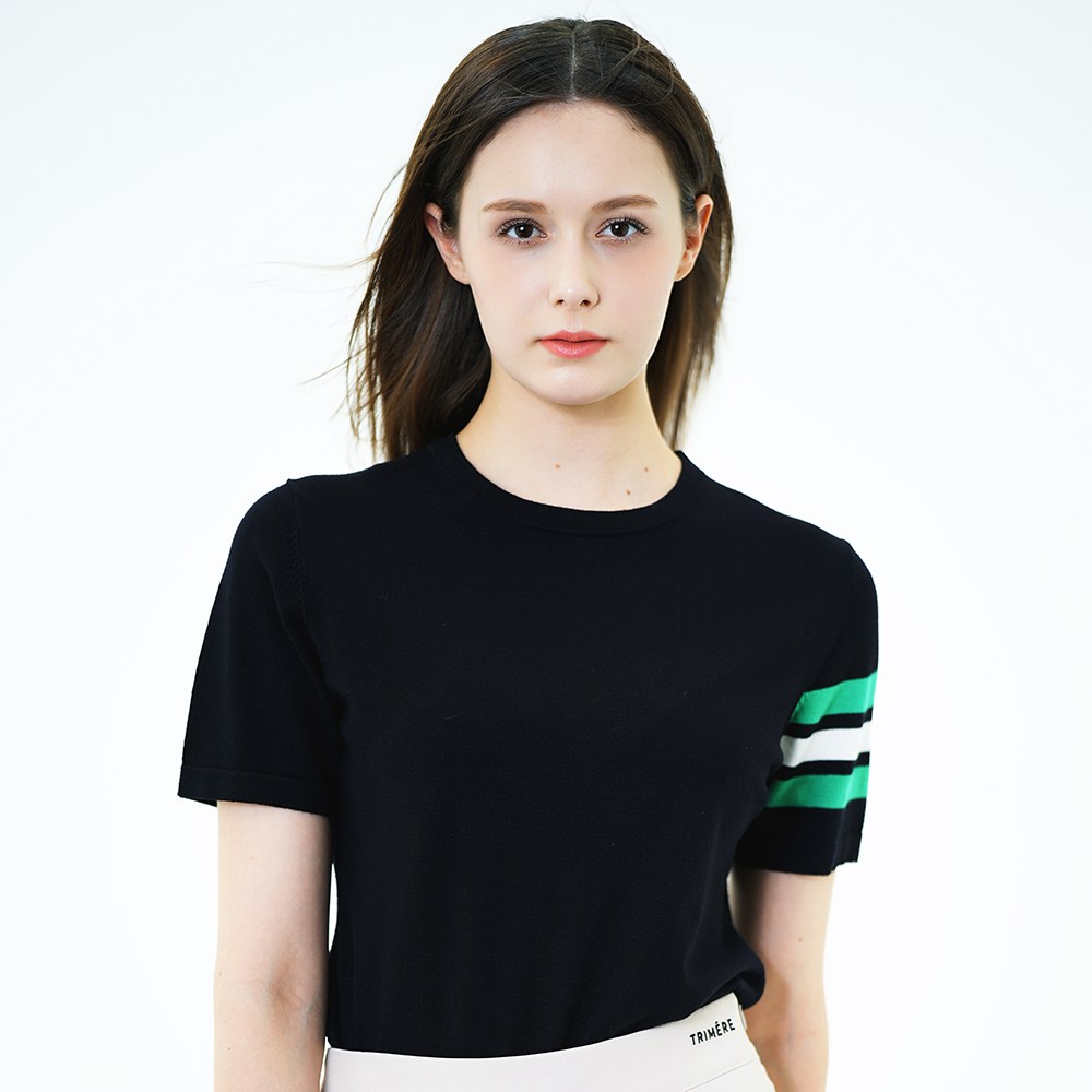 트리메르 여성 쿨링 반팔 니트 냉감 골프웨어 라운드 티셔츠 129,000원