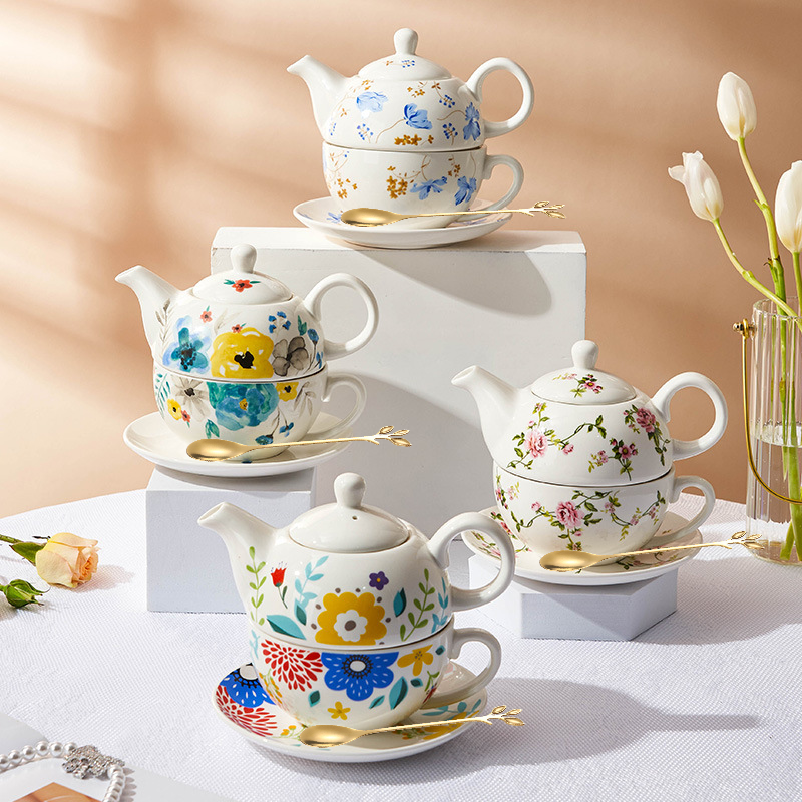 AOHAO 도자기 티포원 + 티스푼 5P 세트 티팟 홍차 찻잔 1인찻잔 홈카페 커피잔 가정용 사무용 54,670원