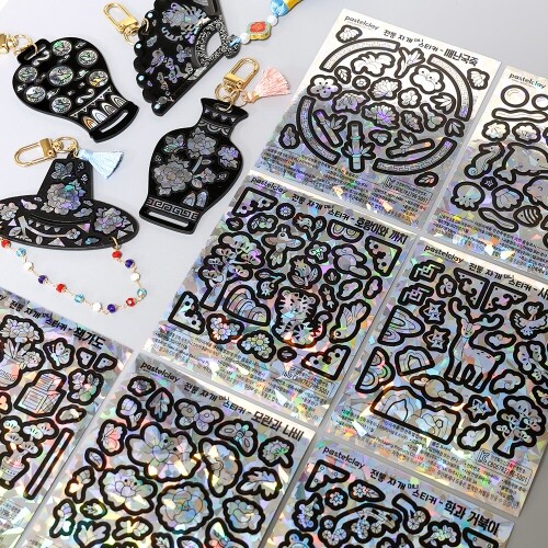 2장입 홀로그램 전통 민화 자개 미니 스티커 1,100원