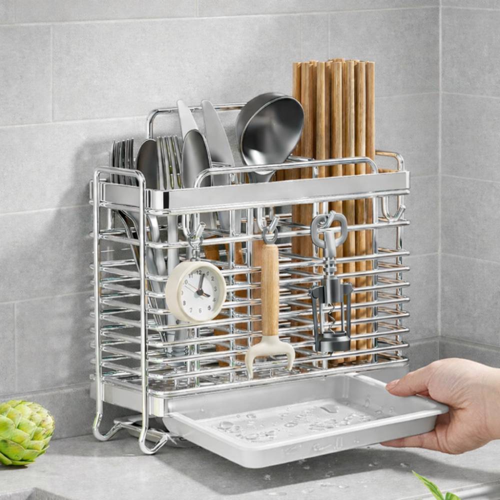 테르오 물고임 없는 스테인리스 물빠짐 수저통, 1개, 실버 16,400원