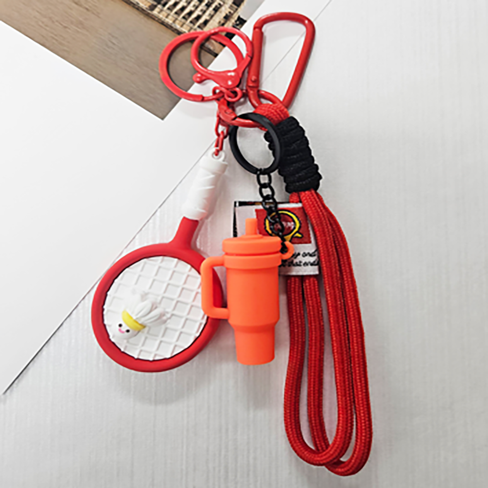 귀여운 미니 배드민턴 키링 가방 자동차 키 가방 핸드폰 스트랩 열쇠 고리, 배드민턴텀블러레드, 1세트 9,600원