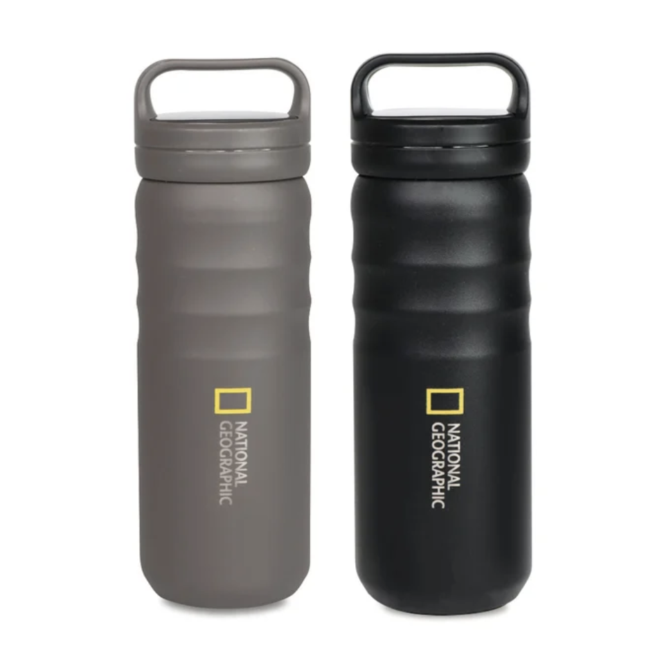 내셔널지오그래픽 에어터치 핸들 텀블러 530ml 2P 캠핑용 텀블러 등산용 이중 진공 단열, 1세트, 530ml, 어반그레이,블랙 51,980원