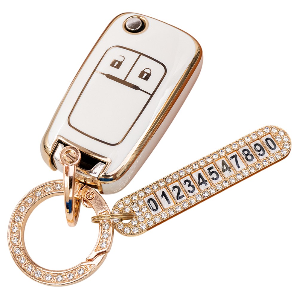 쉐보레 더 넥스트 스파크 크루즈5 말리부 알페온 호환 TPU 자동차 키 케이스 번호판 키링 키홀더, 2버튼_TA48_KH03, 화이트 12,900원