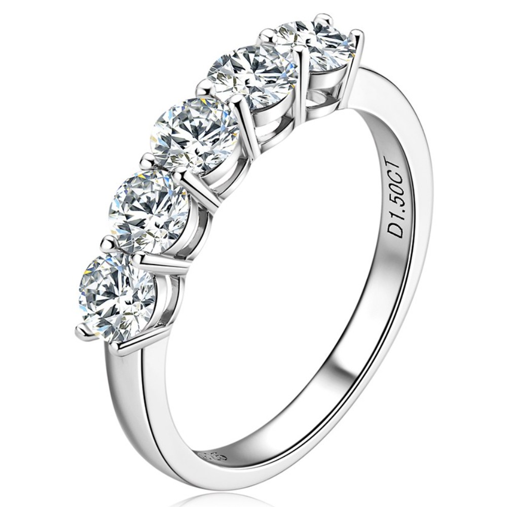 모이사나이트 5-돌 반지 925 순은 가드링 웨딩밴드 약혼반지 패션 정교함 데일리 주얼리 선물 73,900원