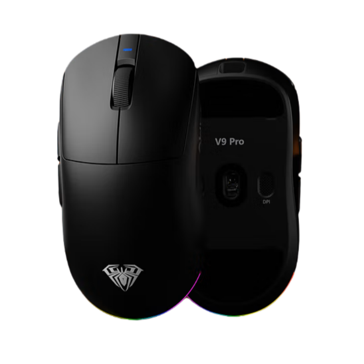 독거미 AULA V9 시리즈 올파워 무선 게이밍 마우스 경량화 PAW3395 /PAW3950 사무용 RGB 8KHz 300/600mAh, V9 PRO PAW3395 블랙 1K수신기 43,800원