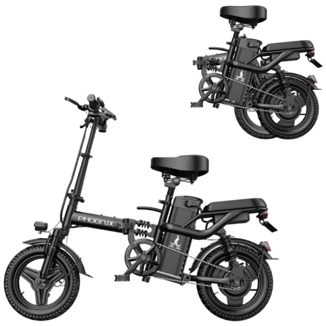 K-STORE 밧데리 탈착 전기스쿠터 고출력 35A 400W 배터리 미니벨로 자토바이 충격흡수 전동 오토바이 바이크 배달 출퇴근, 블랙, 스틸 624,000원