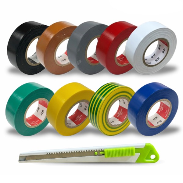 서통테이프 UL인증 PVC 심플 전기 절연 사계절 전기테이프 흑색1개+칼라8개 세트 커터칼 포함 8,700원