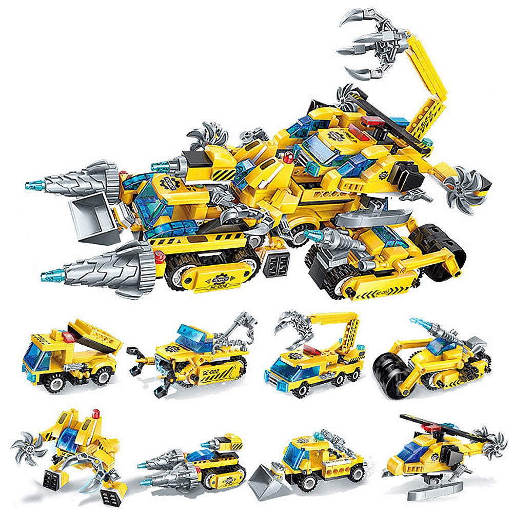 중기전차 8개 세트계몽 중장비 자동차 합체 블록 어린이 선물 사은 판촉 호환블록 중국블럭, 1세트, 현재가 24,900원