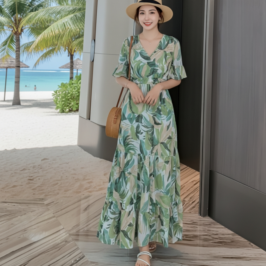 쁘띠엘라 체형커버 휴양지원피스 데일리 스모크밴딩 바캉스룩 28,300원