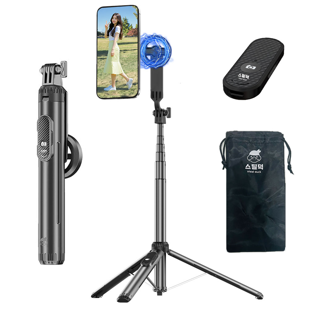 스틸덕 155cm 맥세이프 최고봉 셀카봉 삼각대 올인원 블루투스 C타입 리모컨 34,910원