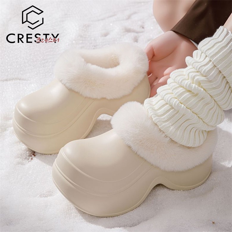 크레스티 여성 다용도 미끄럼방지 키높이 털 슬리퍼 겨울용 EVA 방수 초경 량 방한 기모 주방화 48,300원
