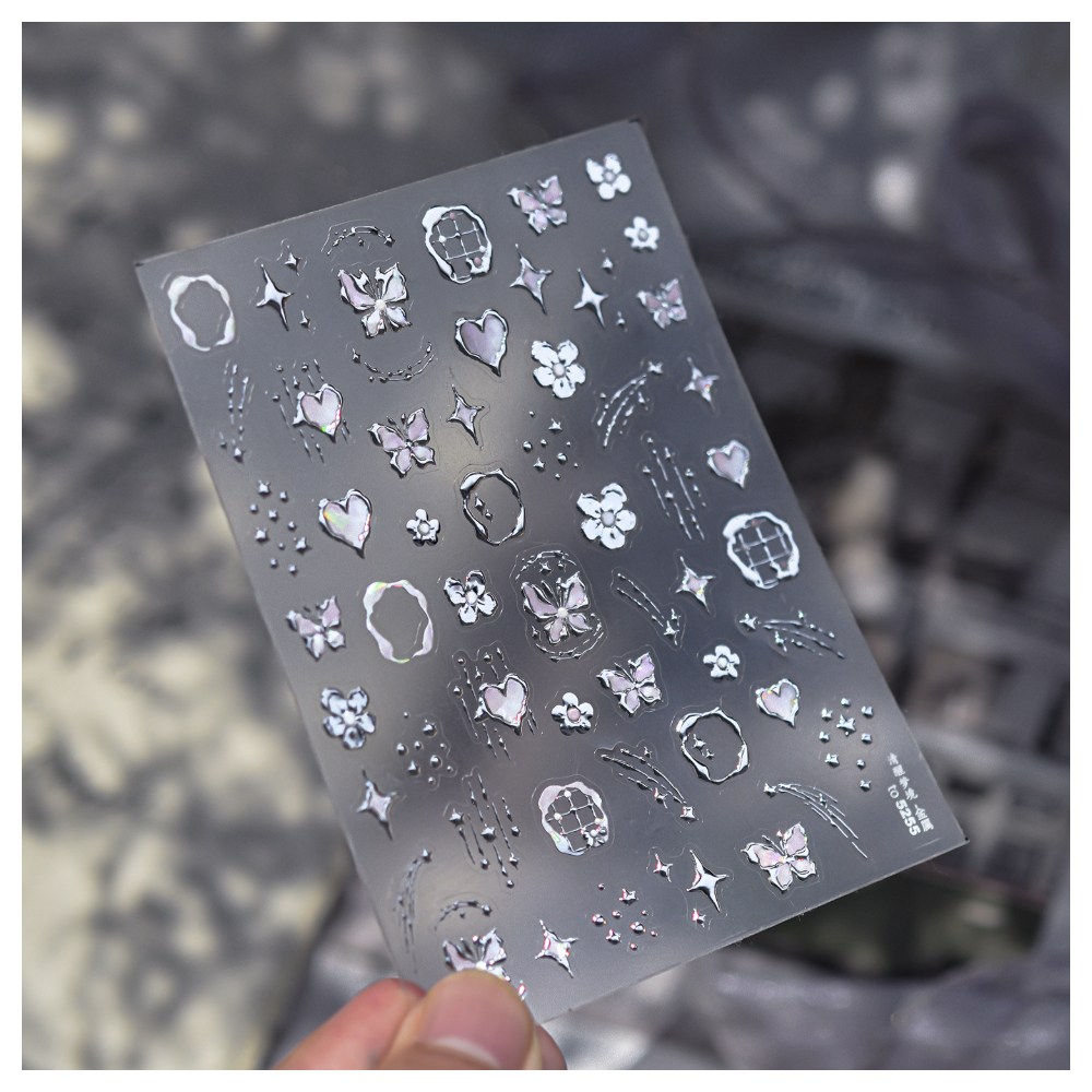 키라데이 오로라 포인트 글리터 네일스티커, 1개, 파스텔실버 9,500원