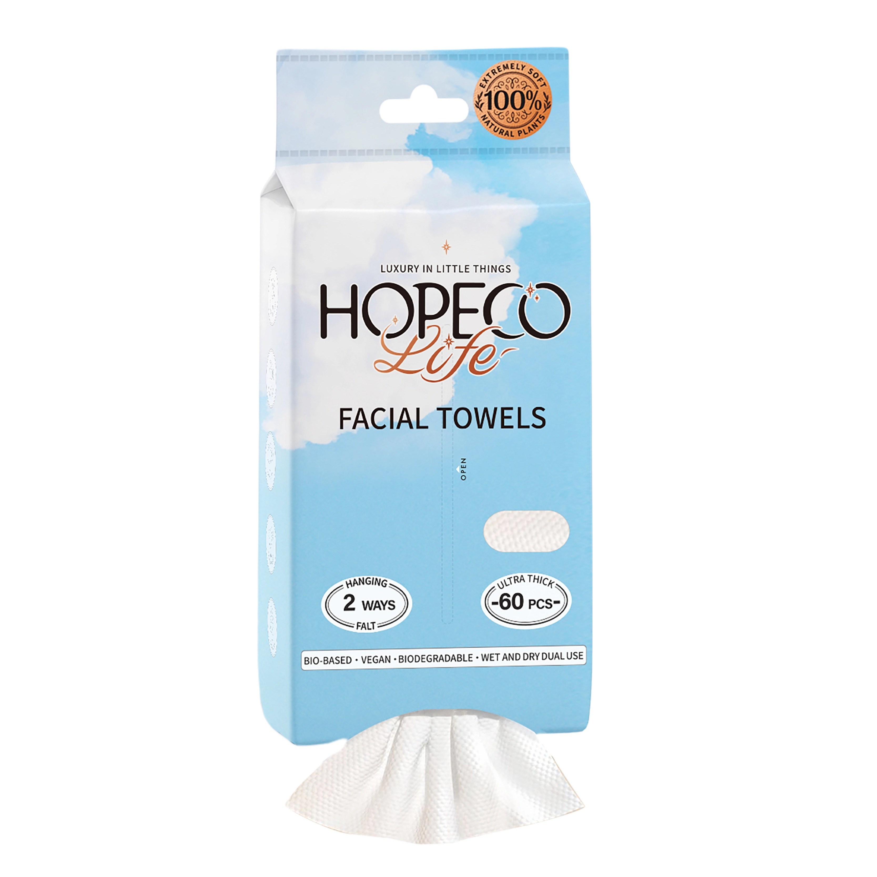 Hopeco Life 일회용 페이스 타월 소프트 패키지, 60매,스킨케어,메이크업,얼굴 클렌징용 다용도 드라이 티슈 (1팩), 1개, 60개입 6,290원