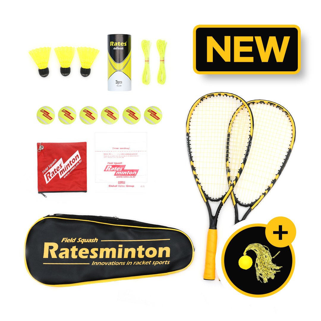 리턴스쿼시 라켓 스포츠 세트 집에서 즐기는 유산소 전신운동 라테스민턴, 옐로우, 999개, 필드스쿼시 라테스민턴 세트 168,990원