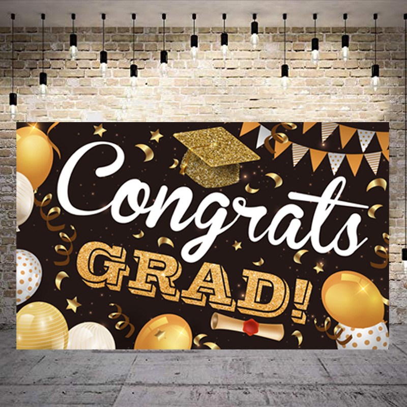 졸업 행사 대형 현수막 배경 천 180x110cm 축하 파티 졸업식 배너 포토존 가랜드, 블랙 14,900원