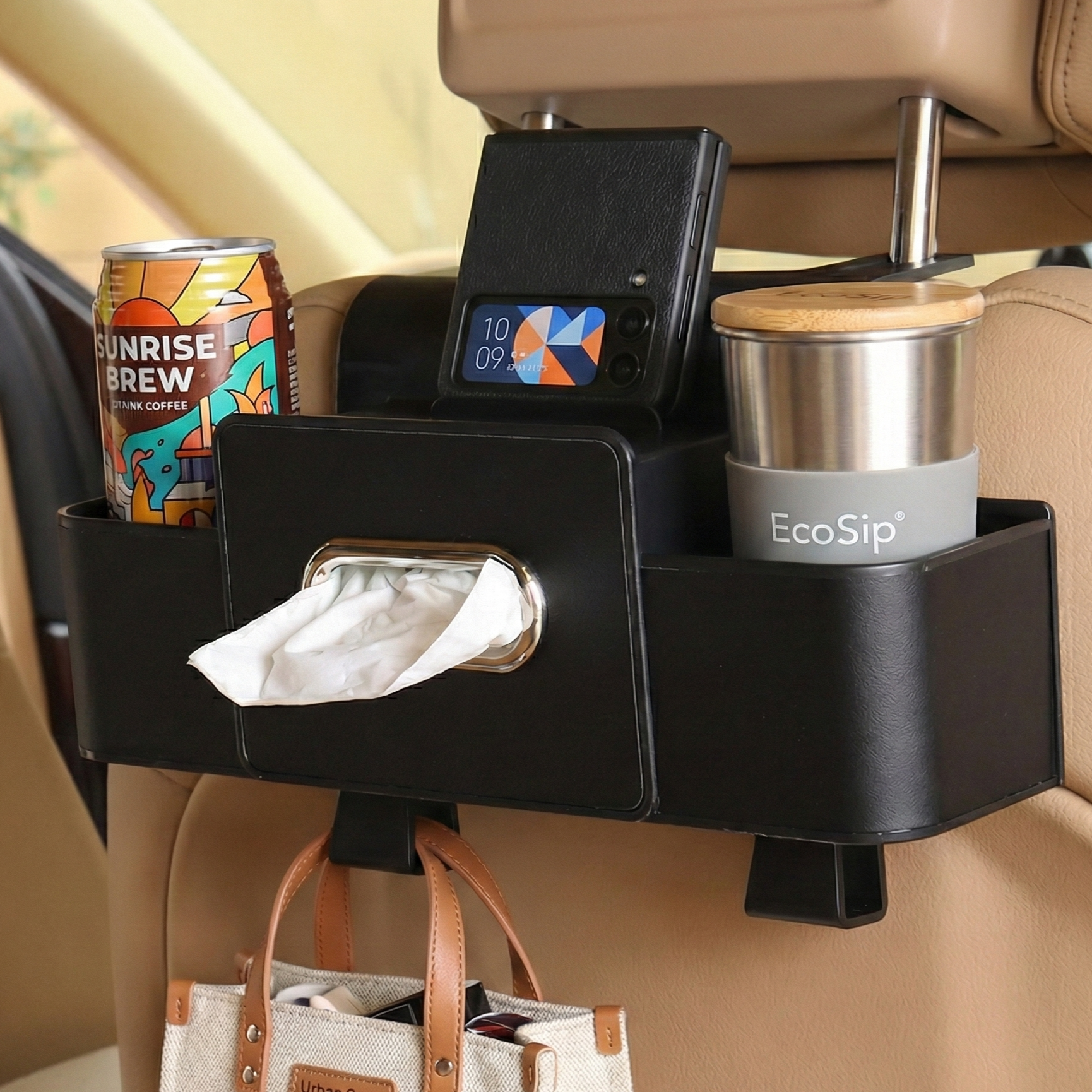 웨이백홈 컵홀더 차량용 뒷자석 수납함, 블랙, 1개 13,000원