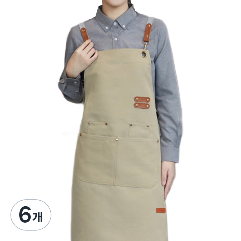 다퍼남 방수 캔버스 바리스타 앞치마, 베이지, 6개 32,940원