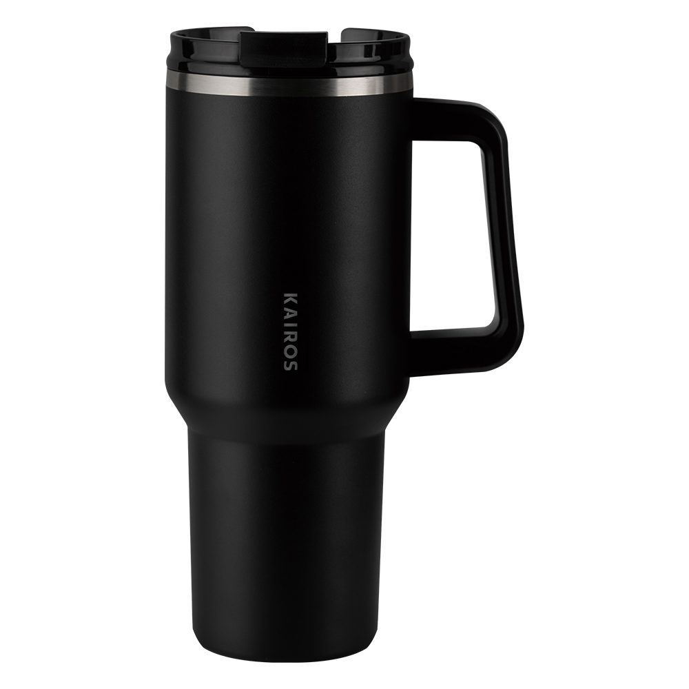 카이로스 무빙 어드벤처 대용량 손잡이 보온 보냉 밀폐 스텐 빨대 텀블러, 1개, 887ml, 블랙 30,300원