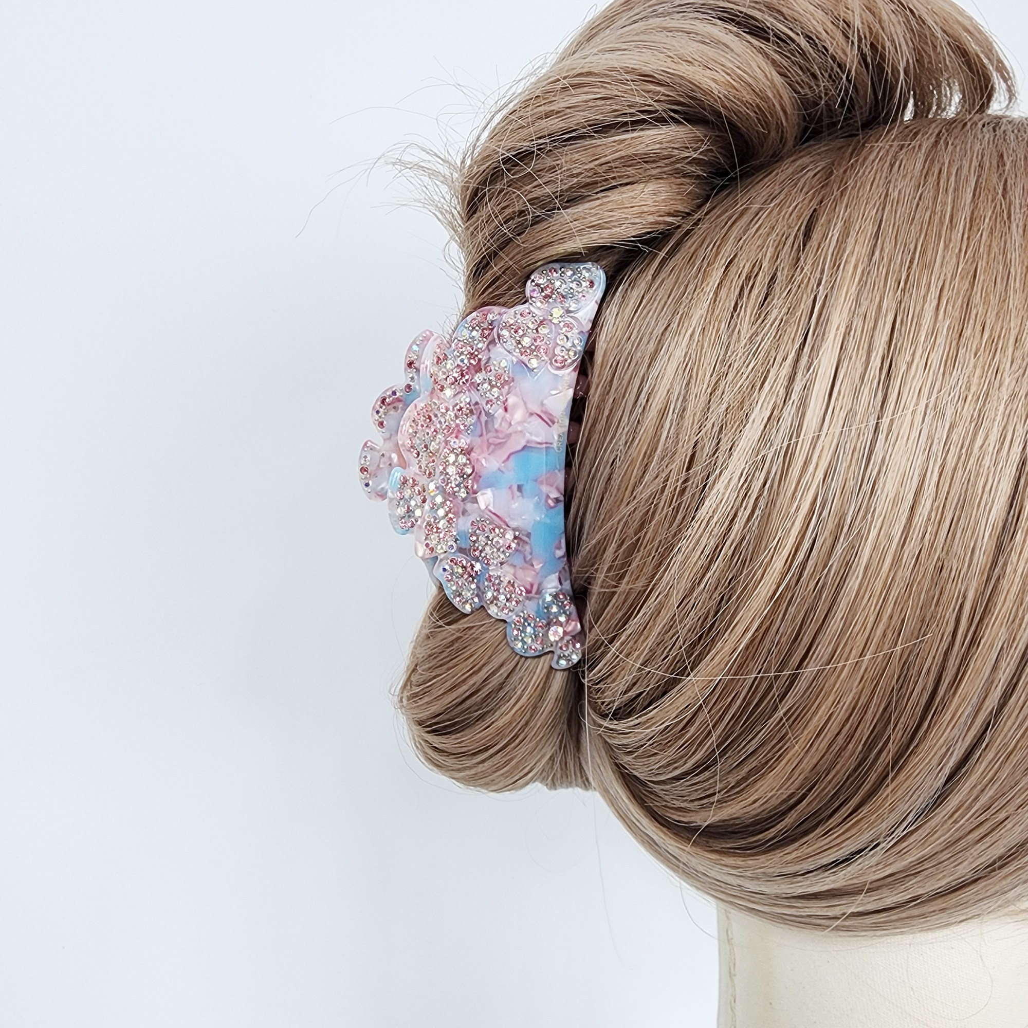 시크몽 프랑스핀 플로랄 큐빅 스톤 10 cm 반묶음 올림머리 헤어 집게핀 34,000원