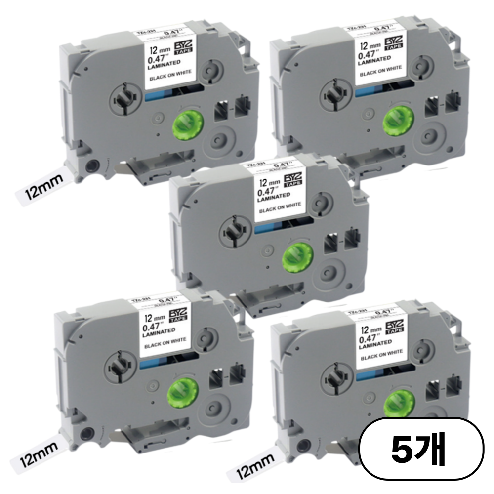 집으로프레시 브라더 라벨 테이프 호환, 12mm, 흰색배경_검은글자 5개셋트 14,900원