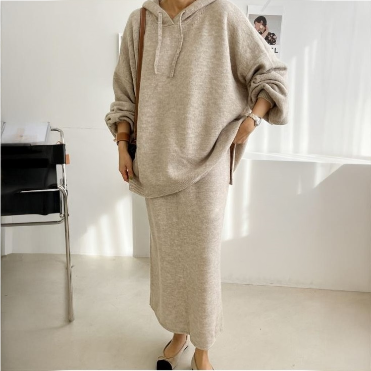 겨울용 니트 후드 투피스 세트 36,300원