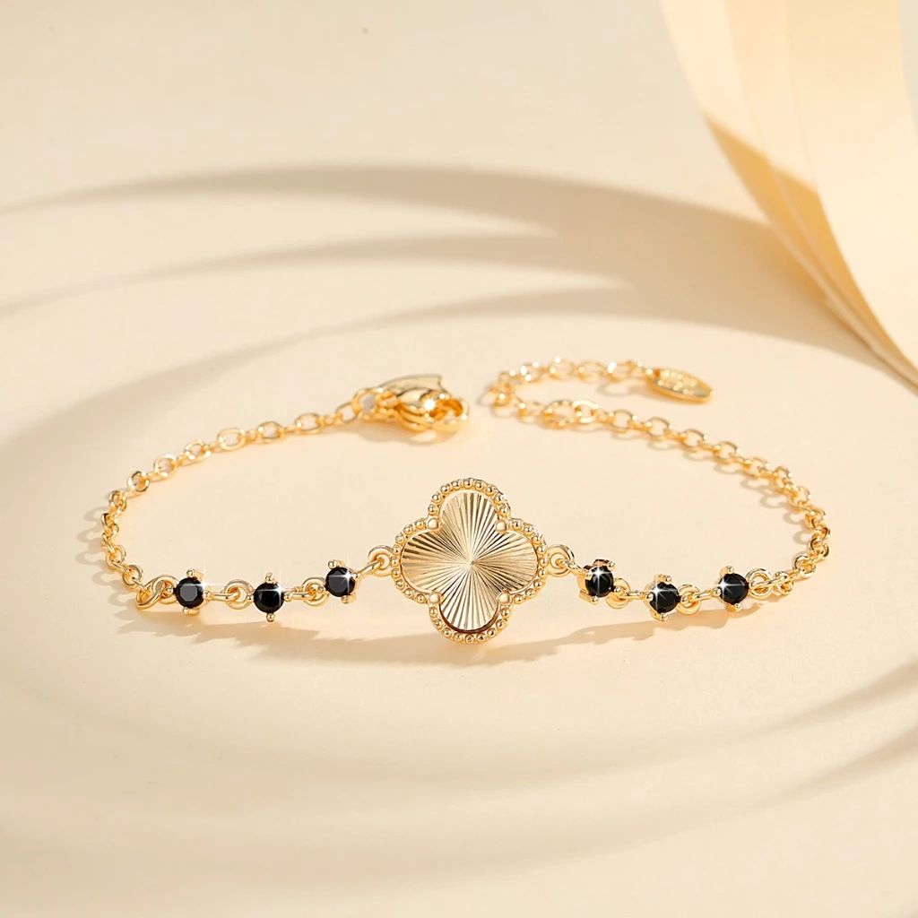 NXNA 925 도금 14k 클로버 큐빅 팔찌 생일 선물 CZW-SL005 72,370원